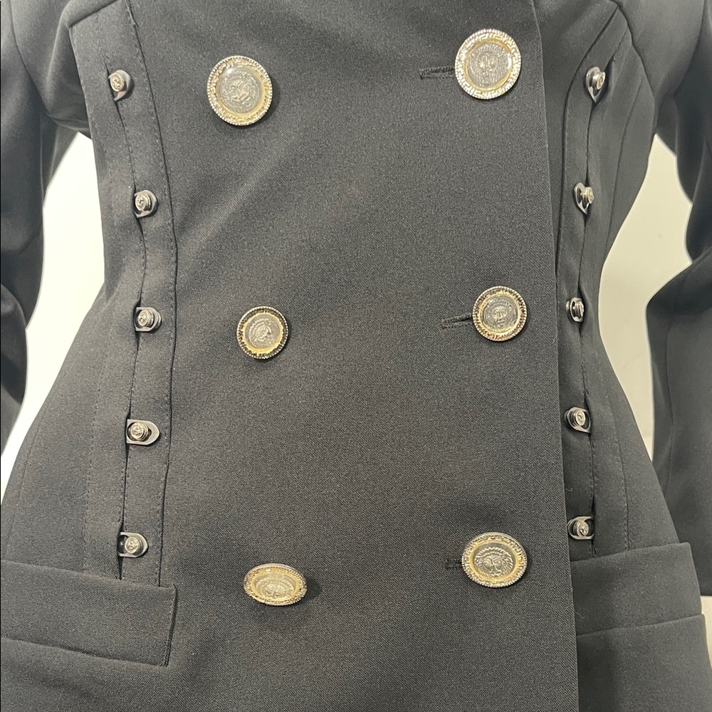 Marina Sitbon For Kamasho Paris Black Double-Breasted Jacket Medusa Buttons 42 - Picture 7 of 12